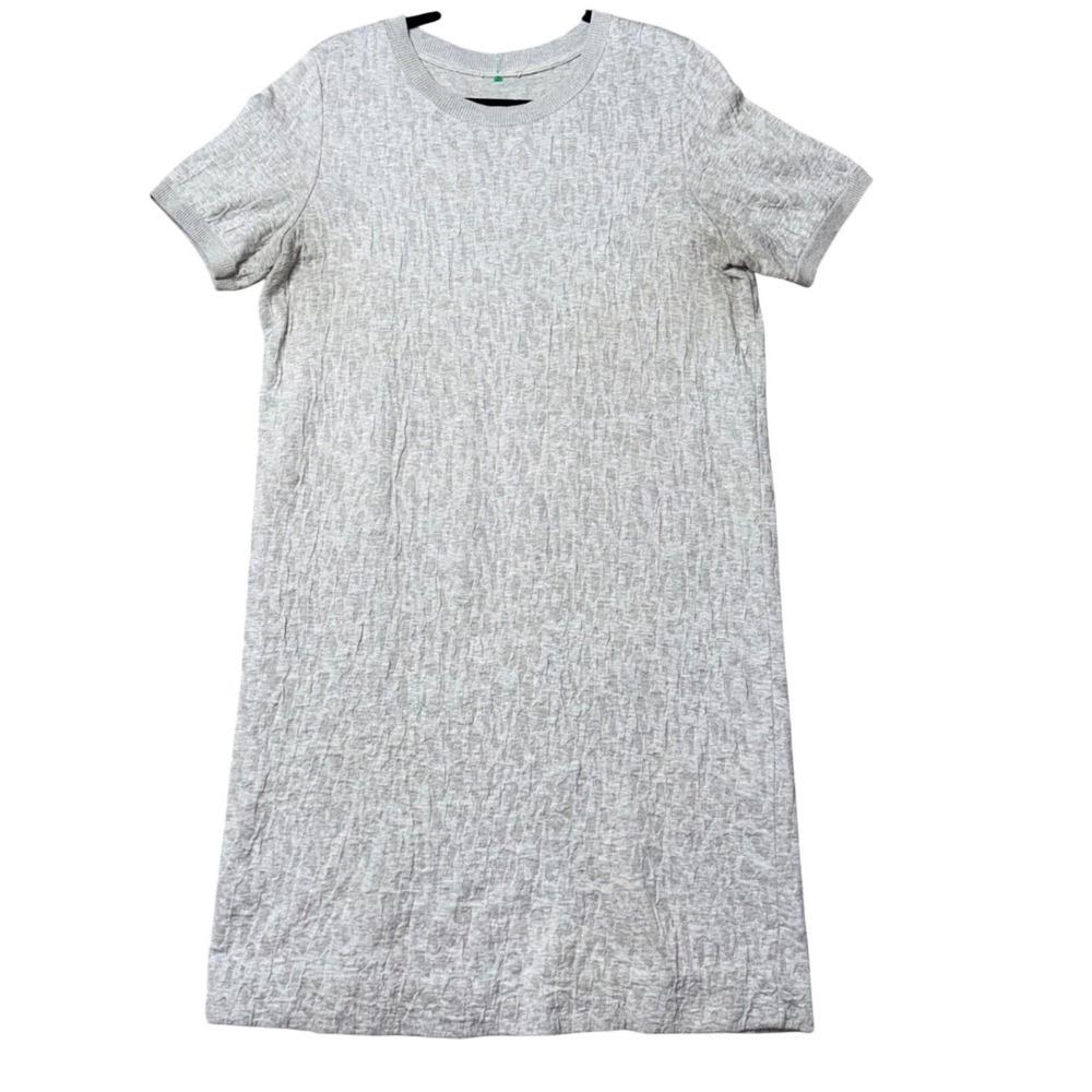 COS Textured Knit Shift Dress Womens M Gray Excellent Short Sleeve Cotton Blend